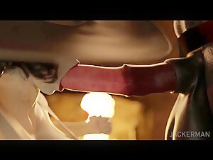 Lady Dimitresu has dinner with a Minotaur